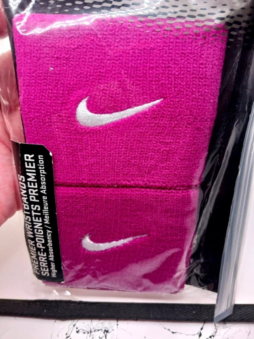 Nike Tennis Premier Sports Wristbands Pink+ White Lot Of Two New and Unused - Picture 4 of 7